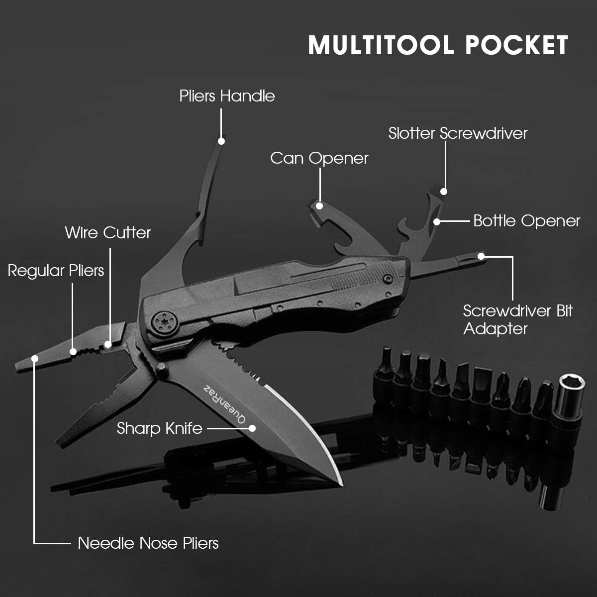 Folding Hunting Knife Multitool Pliers - Tactical Pocket Knife Gift for Men and Dads, Equipped with Saw, Bottle Opener, Screwdriver, Ideal for Camping, Outdoor Survival, Hiking, Household DIY, and Various Tools for Men.