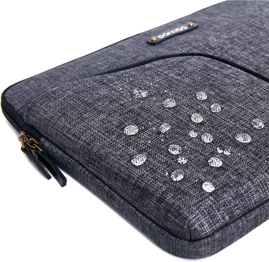 14 Inch Waterproof Laptop Sleeve: Slim Canvas Computer Bag with Back Handle. Designed for 14" Laptops, including Apple, Lenovo, Acer Chromebook 14, HP Pavilion 14, Dell, ASUS, MSI, and more. Color: Dark Grey.