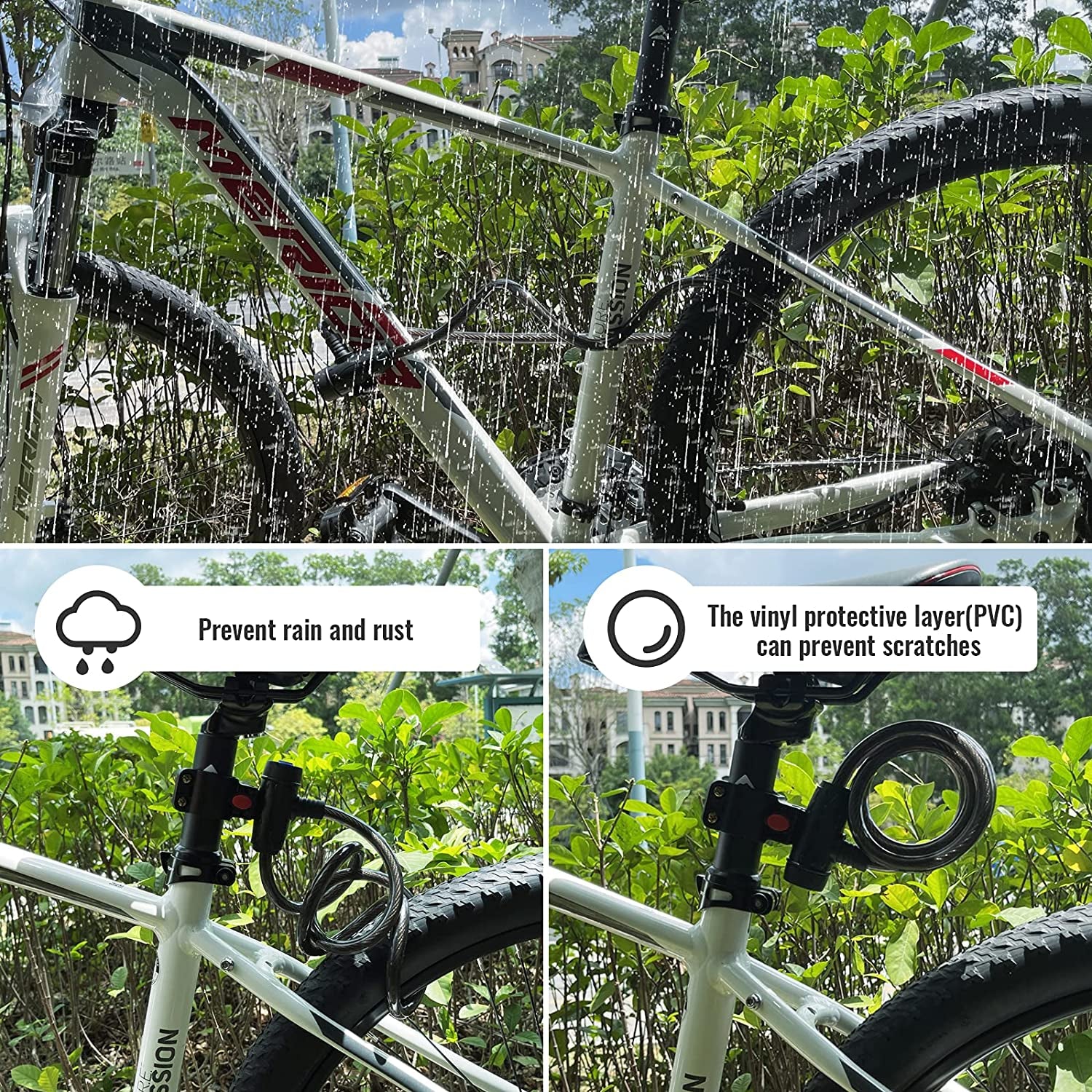 4ft Heavy Duty Bike Cable Lock with Mounting Bracket - Weatherproof Steel Coiled Key Lock for Bicycles, Motorcycles, Scooters, and Skateboards