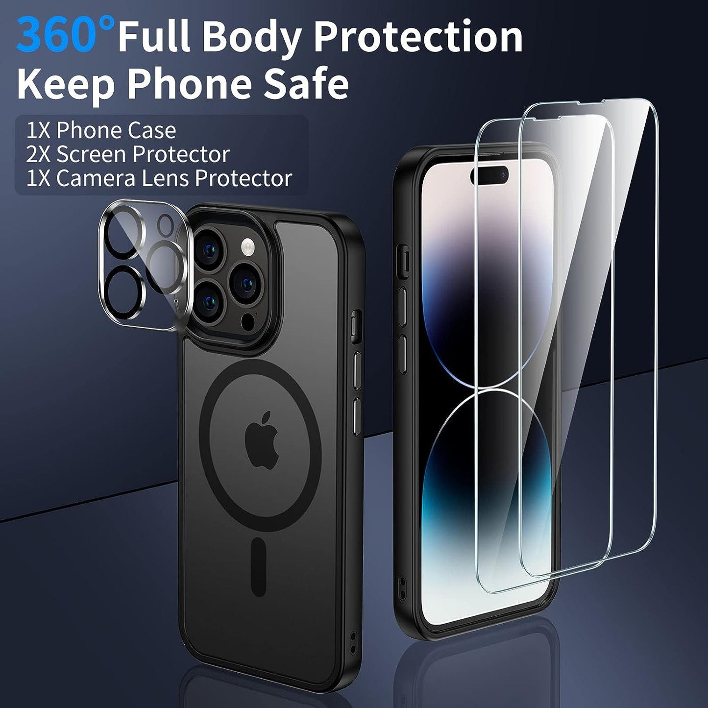 iPhone 14 Pro Max Case - Compatible with Magsafe - Military-Grade Protective Cover - Shockproof Design - Features Magnetic Apple Cases - Color: Matte Black - Specifically Designed for iPhone 14 Pro Max.