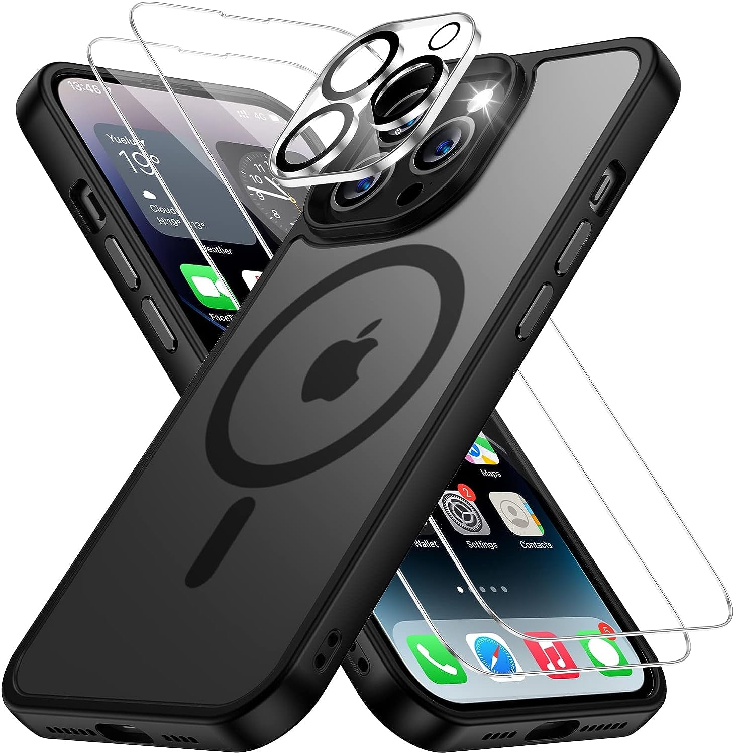 iPhone 14 Pro Max Case - Compatible with Magsafe - Military-Grade Protective Cover - Shockproof Design - Features Magnetic Apple Cases - Color: Matte Black - Specifically Designed for iPhone 14 Pro Max.