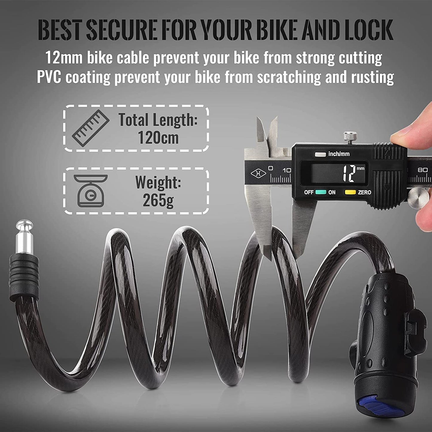 4ft Heavy Duty Bike Cable Lock with Mounting Bracket - Weatherproof Steel Coiled Key Lock for Bicycles, Motorcycles, Scooters, and Skateboards