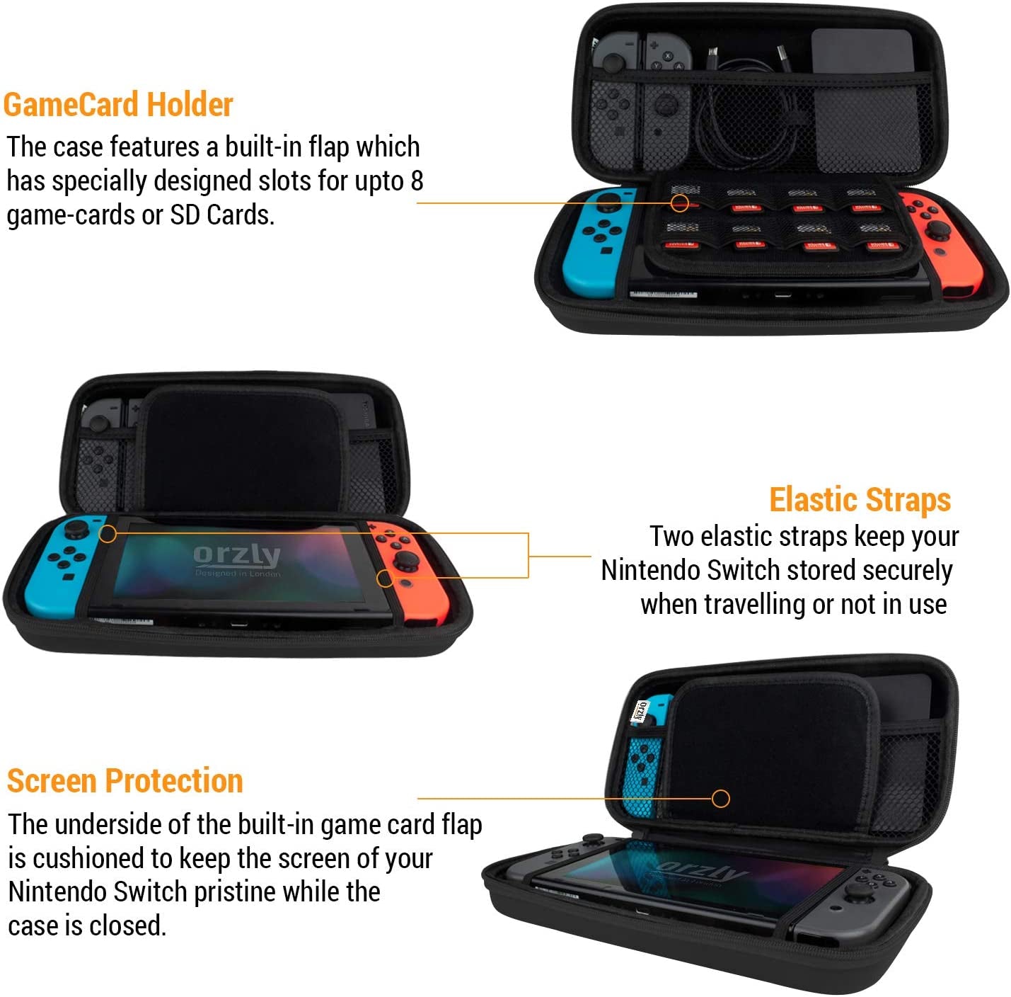 Protective Hard Portable Travel Carry Case for Nintendo Switch and New Switch OLED Console - Black