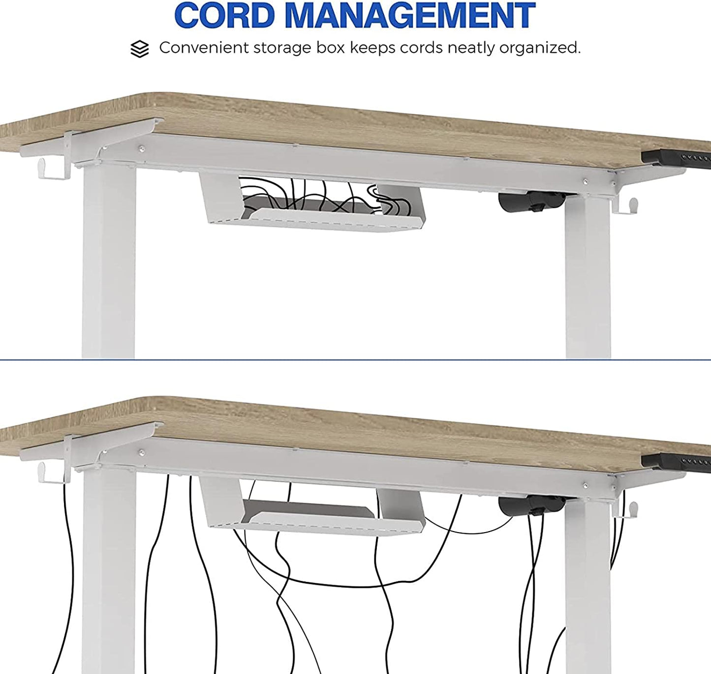 Standing Desk Electric Stand Up Desk with 40 x 24 Inches Ergonomic Memory Controller Height Adjustable Desk with USB Charging Ports(White Frame + Classic Gray Desktop)