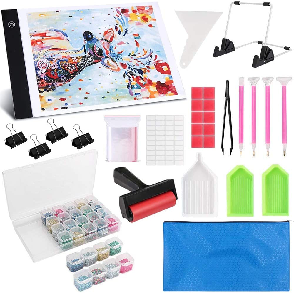 A4 LED Light Pad Kit, Tracing Light Table, Tools and Accessories Kit for Full Drill & Partial Drill 5D Diamond Painting