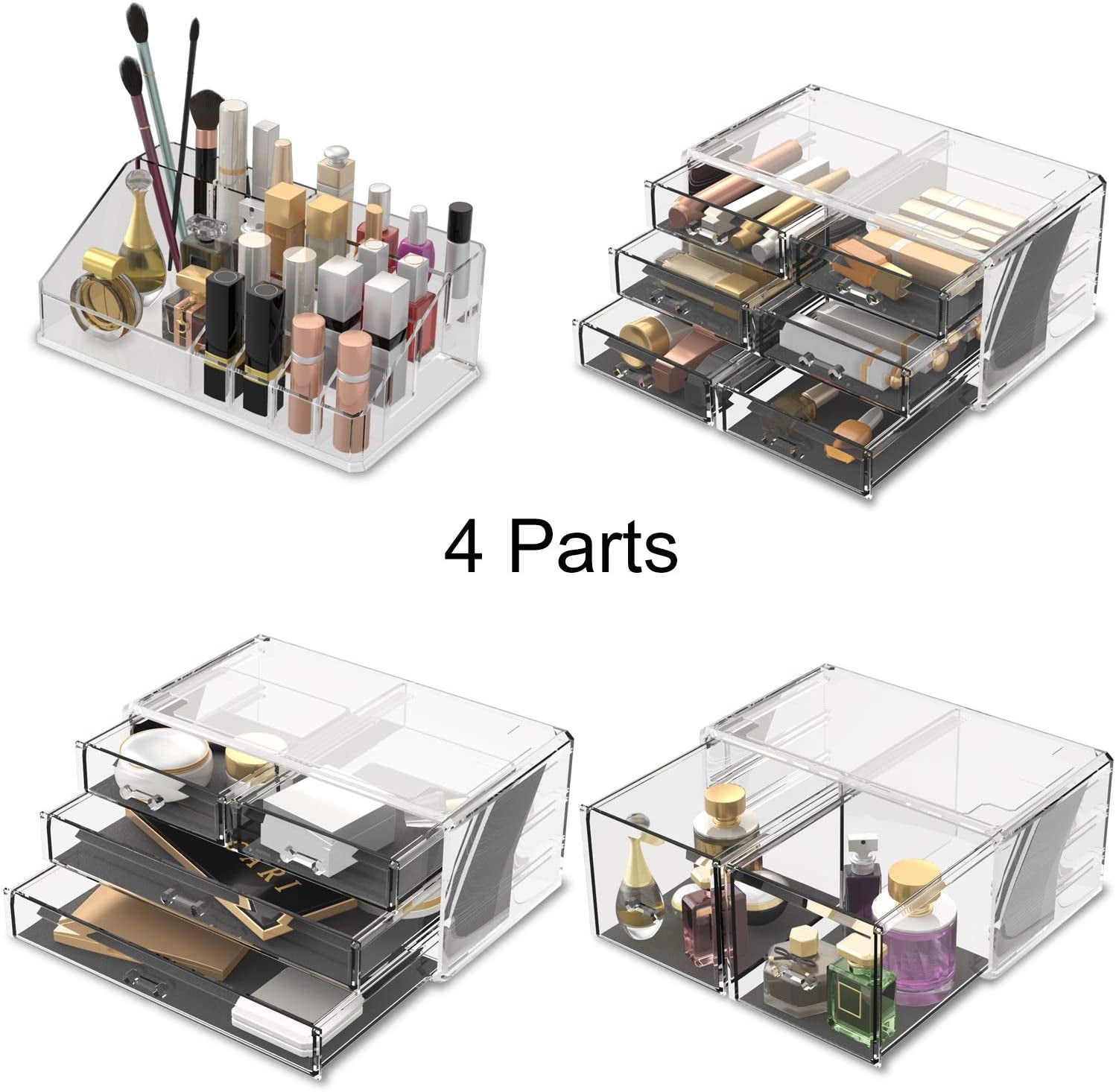 12 Drawers Makeup Cosmetic Organizer Storage Drawers Display Boxes Case - Clear