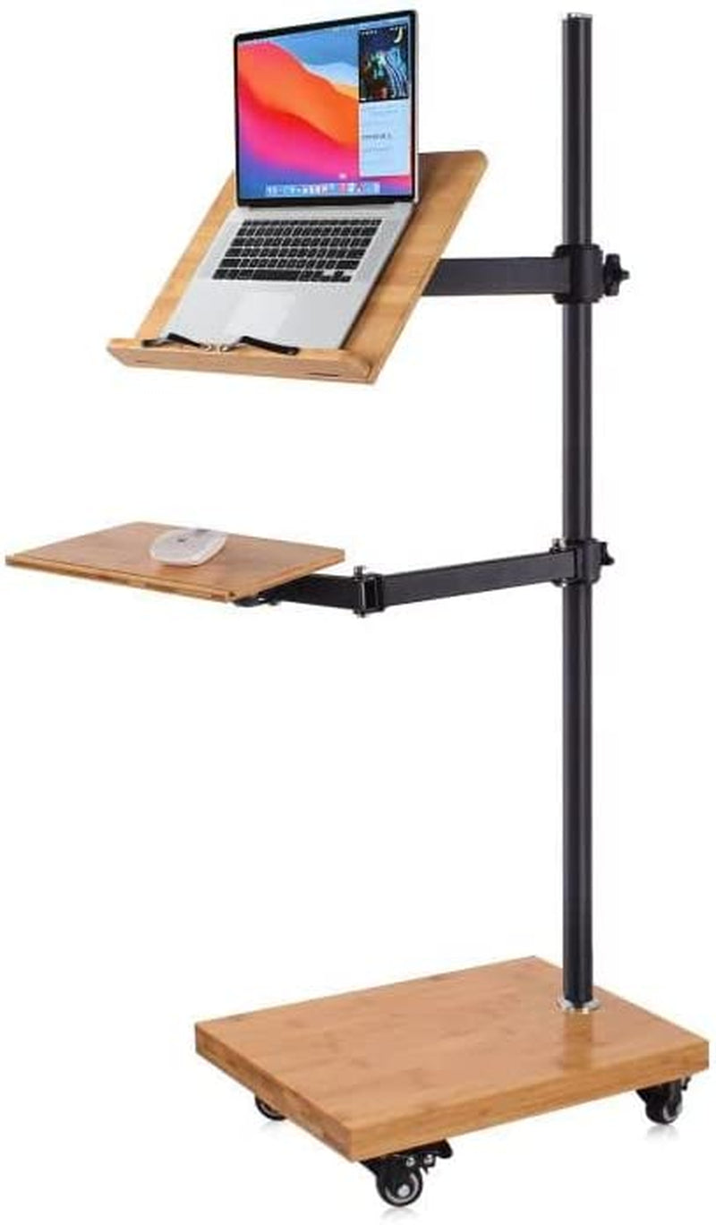 Adjustable Rolling Laptop Stand - Versatile Workstation Desk for Laptops, Tablets, and Art - Suitable for Various Settings - Swing Arm, Stable Base