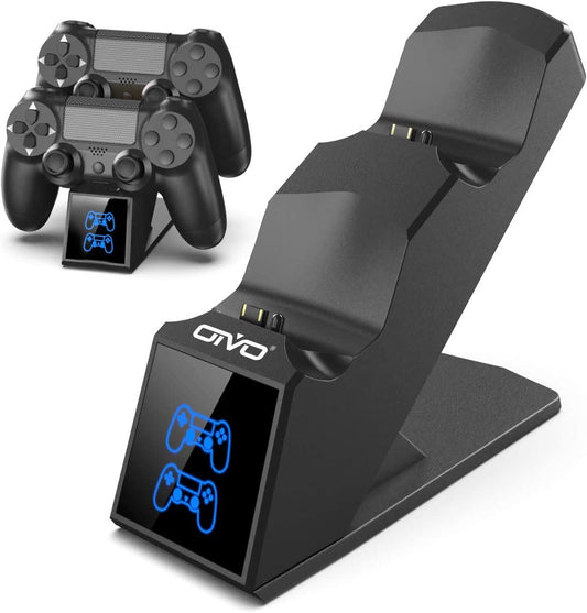 Convenient PS4 Controller Charger Dock Station: Dual Charger Docking Station with LED Indicator for PlayStation 4 Controller - Keep Your Controllers Powered Up and Ready to Play.