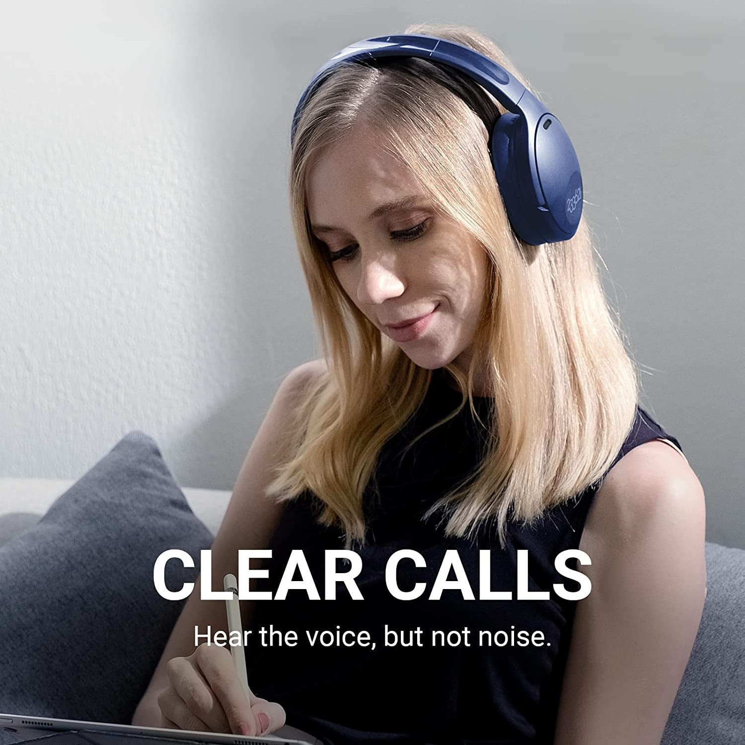 Hush-Onyx Active Noise Cancelling Headphones - Wireless Over-Ear Bluetooth Headphones with 100 Hours of Playtime, Custom App Support, Built-in Mic, Lightweight, Comfortable Fit for Everyday Use
