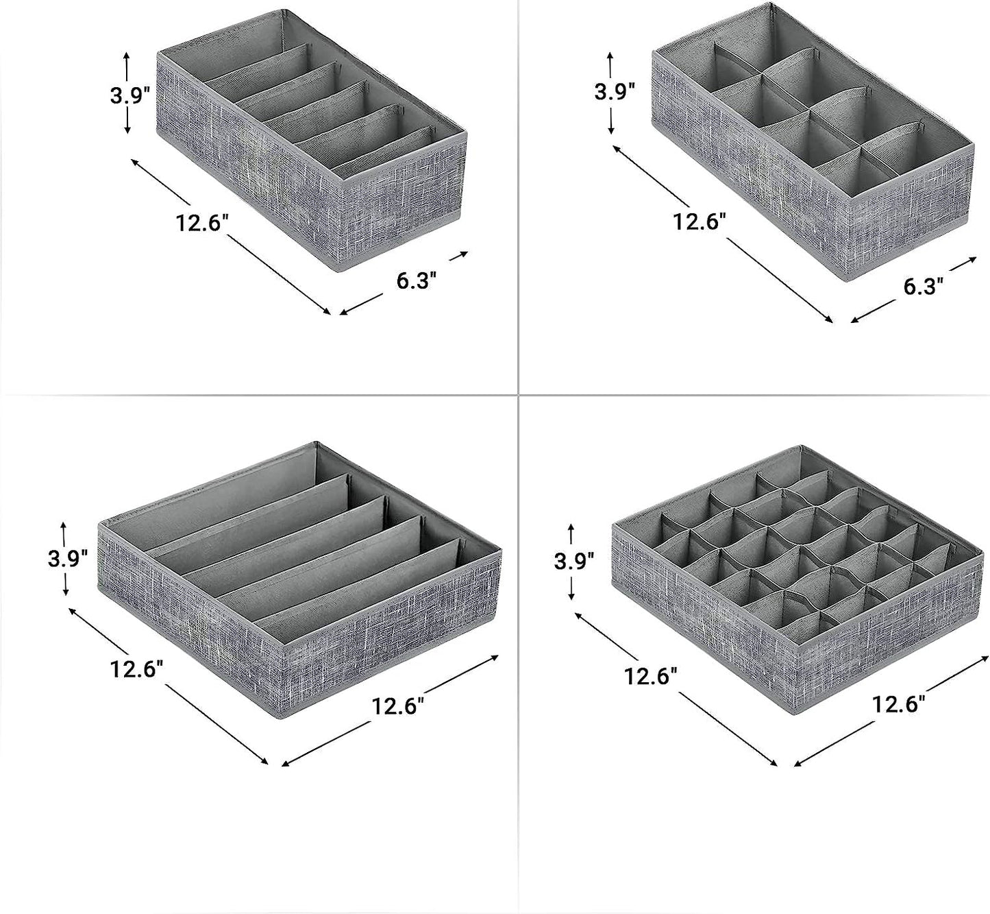 Set of 4 Collapsible Drawer Organizers: Ideal for organizing Bras, Underwear, and Socks. 