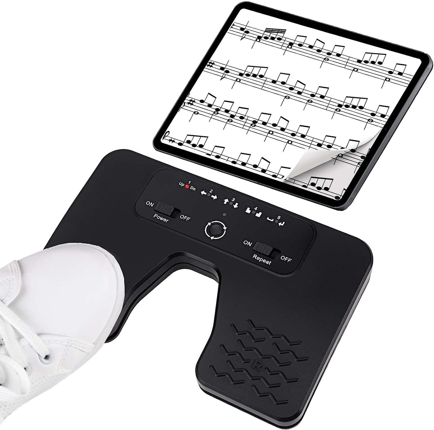  Rechargeable Wireless Foot Pedal for Tablets and Smartphones - Hands-Free Music Page Turner with Anti-Skid Pad