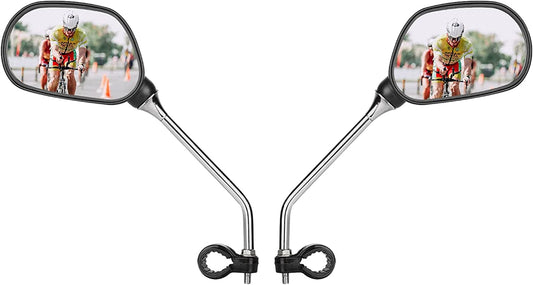 Mountain Bike Handlebar Mirrors: 1 Pair of HD Blast-Resistant, Adjustable Rotatable Glass Mirrors for Safe Rearview on Mountain Bikes and Motorcycles.