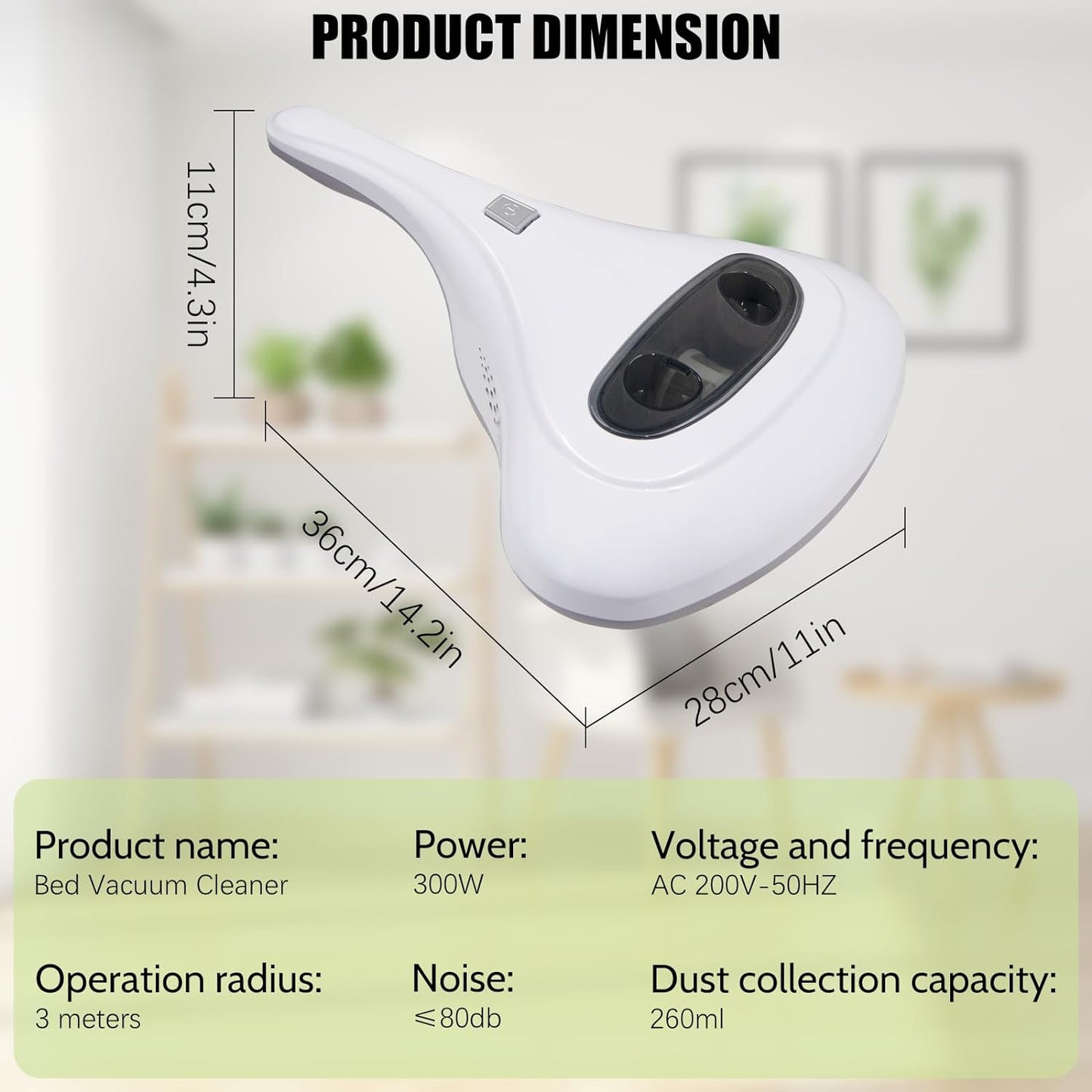 Handheld Mite Vacuum Cleaner - Powerful 9KPa Suction for Effective Removal of Mite Dust, Tiny Particles, and Hair from Bed Sheets, Pillows, and Couches