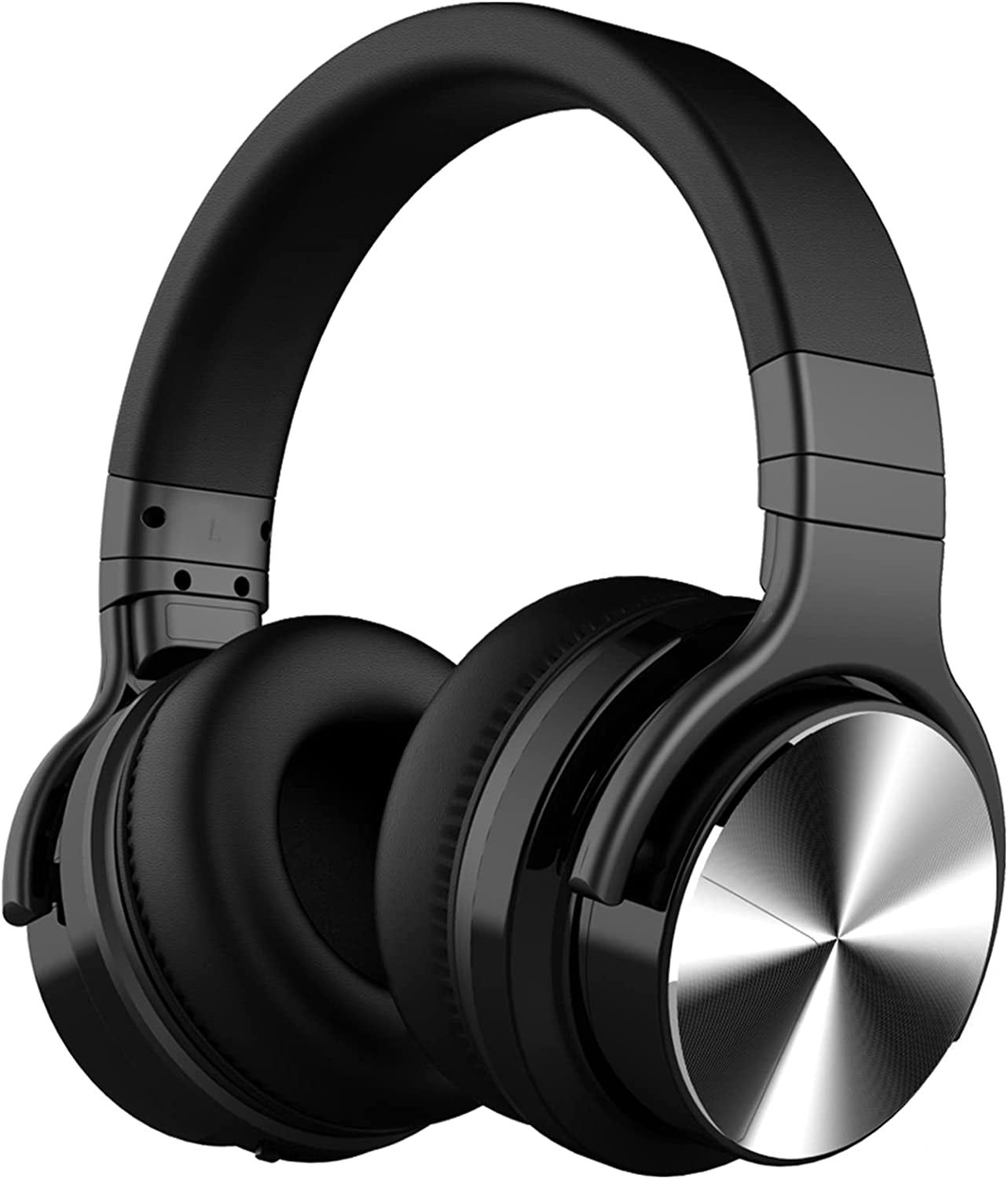 E7 Pro Wireless Bluetooth Headphones - Adjustable Overhead Active Noise Cancelling Headphones with 30-Hour Playtime, Soft Memory Protein Earmuffs, and Powerful Bass for Travel, TV, and Class Black