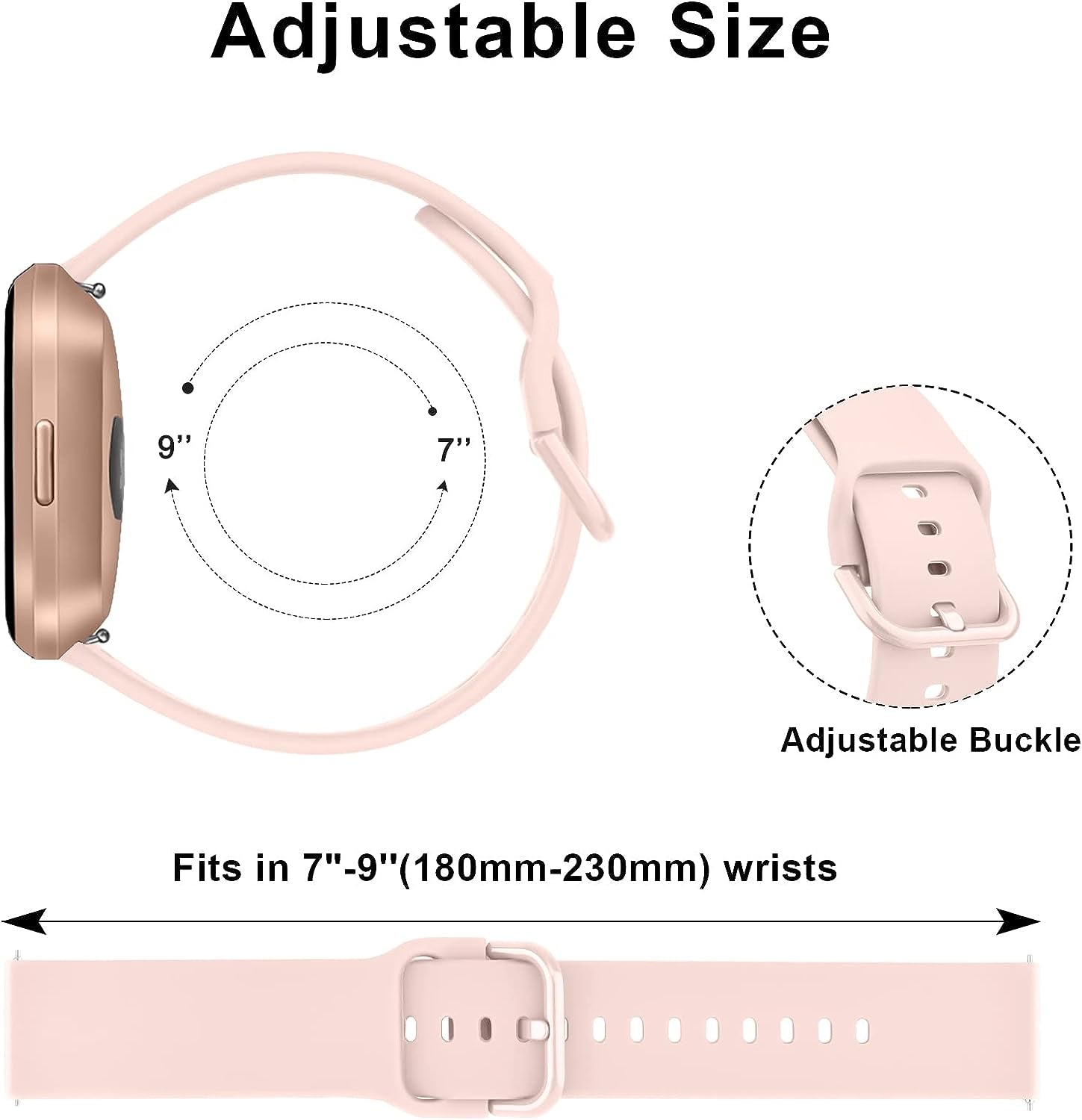 Silicone Bands For Fitbit Versa 2 Bands for Women Men - Soft Breathable Sport Replacement Wristbands for Fitbit Versa 2 / Fitbit Versa/Versa Lite/Versa SE (Black/Pink Sand/Grey/White)