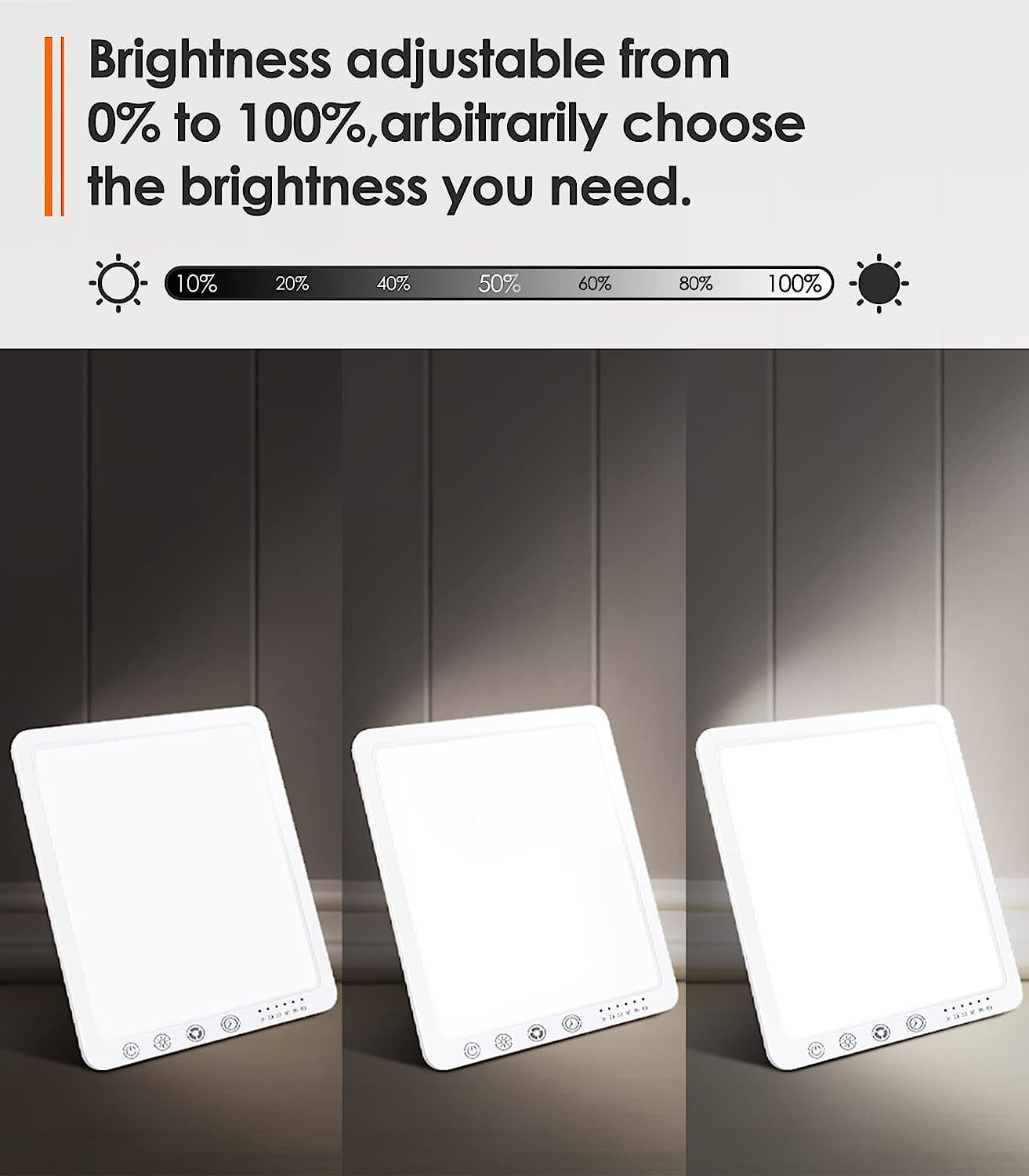 UV-Free Light Therapy Lamp with Timer, 12,000 Lux Brightness, 5 Brightness Levels, 3 Color Temperature Modes, Memory Function, Wall-Mountable with 180° Rotatable Stand, Compact for Home Office and Travel