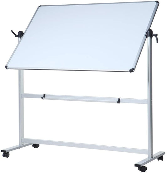  Double-Sided Magnetic Mobile Dry Erase Whiteboard with Aluminium Frame and Stand, 48 x 36 Inches