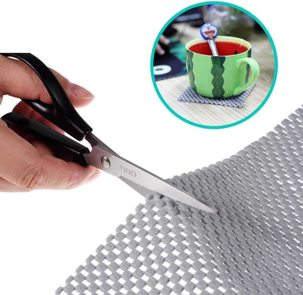 Grid Pattern Non-Slip Shelf Liners - 78 x 20 Inch Sheets that are Easy to Cut - Made from PVC with a Non-Adhesive, Anti-Slip Design - Suitable for Kitchen Cabinets, Drawers, Refrigerator Shelves, Bathroom Floors, and for Use in Home and Office Settings