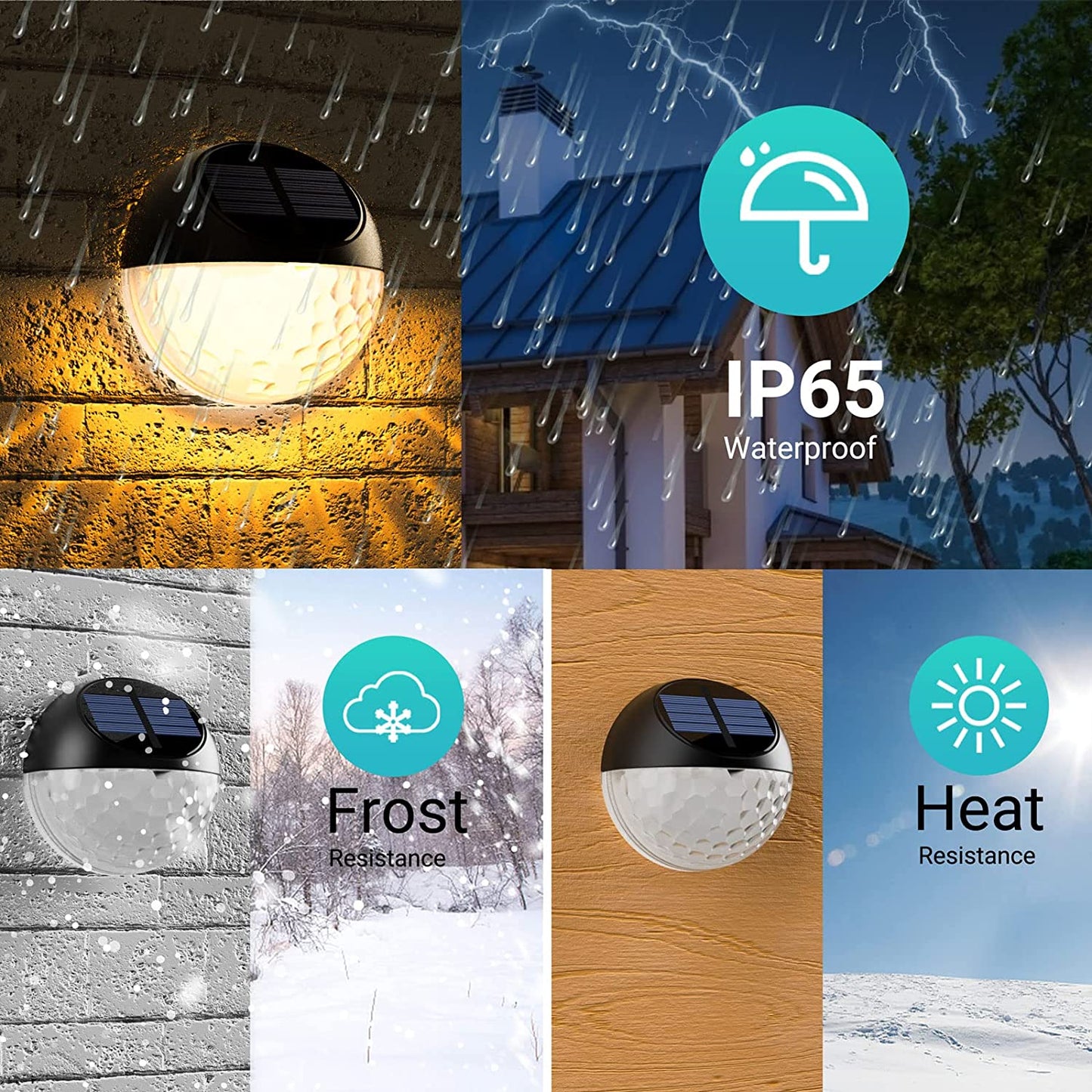 Set of 4 Solar Fence Lights - IP65 Waterproof, Automatically Turns On and Off, Emitting Warm White LED Light, Ideal for Illuminating Wall, Deck, Post, Patio, Yard, Stairway, Path, and Porch.