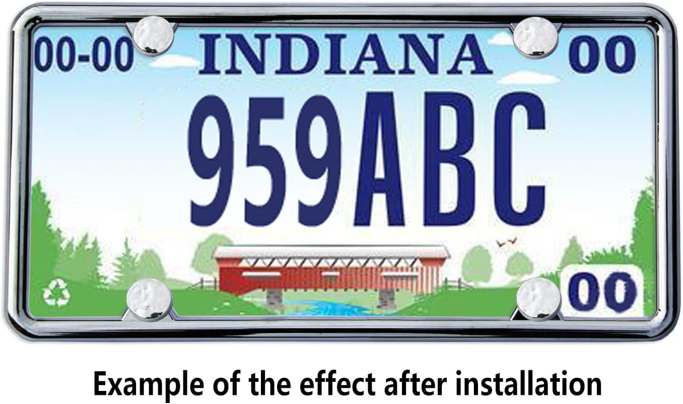 Chromium-Plated License Plate Frame - Made from Zinc Alloy to Prevent Rust, Comes with Stainless Steel Screws and Plastic Caps; 1 Package, Chrome Finish.