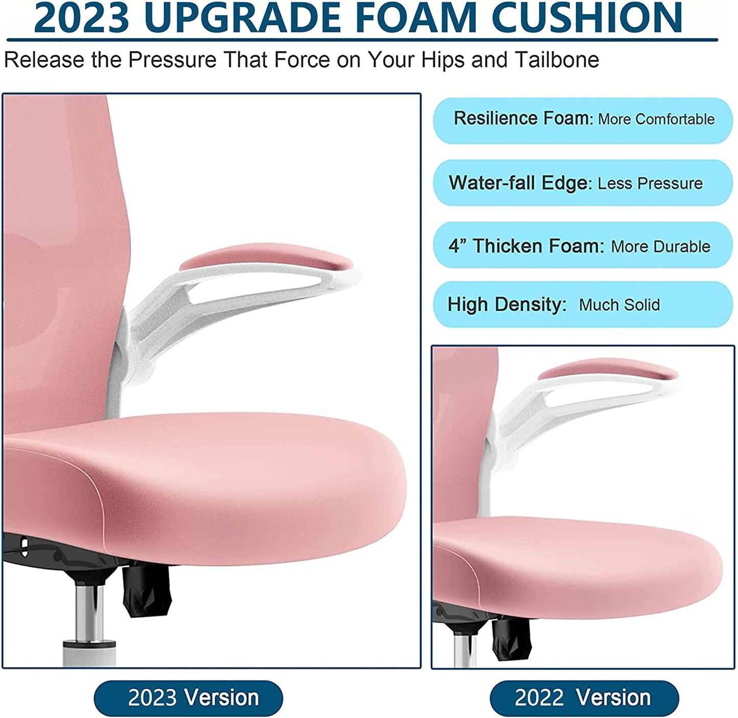 High Back Ergonomic Office Chair: This desk chair features Adjustable Lumbar Support and a Headrest flip-up Armrests