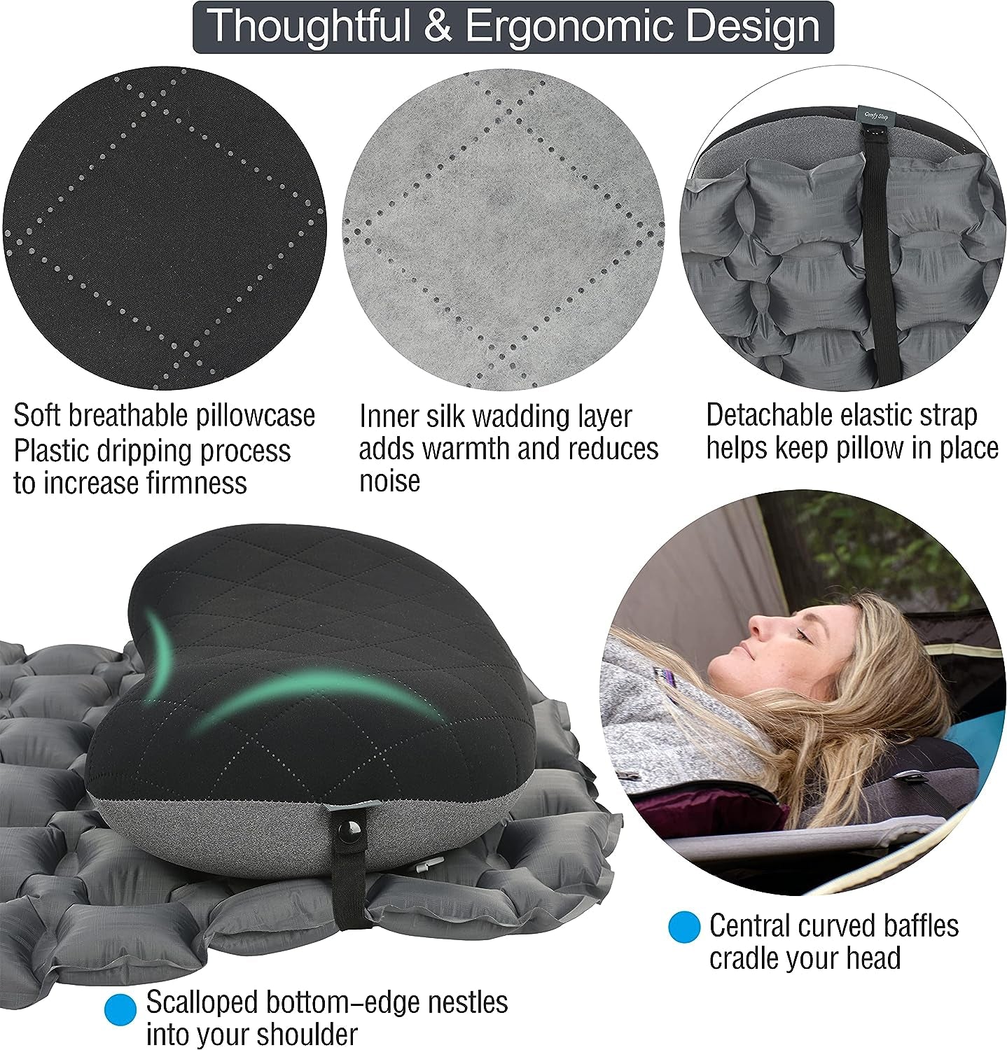 Ultralight Compact Camping Pillow - Black
