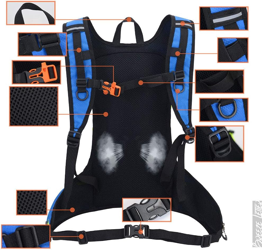Ultralight Hydration Pack Backpack with 2L BPA Free Water Bag - Includes Self-Storage Bag, Helmet Net, and Adjustable Waist & Shoulder Strap - Ideal for Running, Hiking, Cycling, and Cross Country