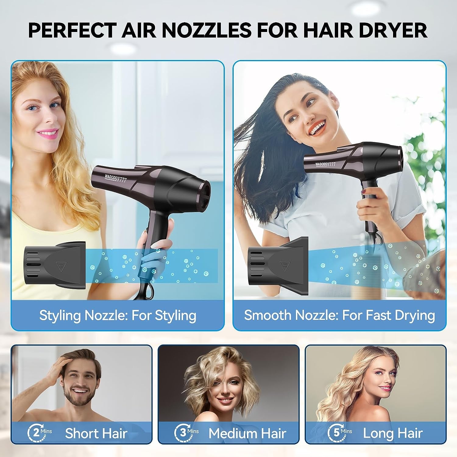 Professional Hair Dryer - 2200W Ionic Blow Dryer with Blue Ray Hair Care, Powerful AC Motor, Fast Drying, Constant Temperature, Low Noise; Suitable for Curly Hair, Ideal for Women and Men, Black Design.