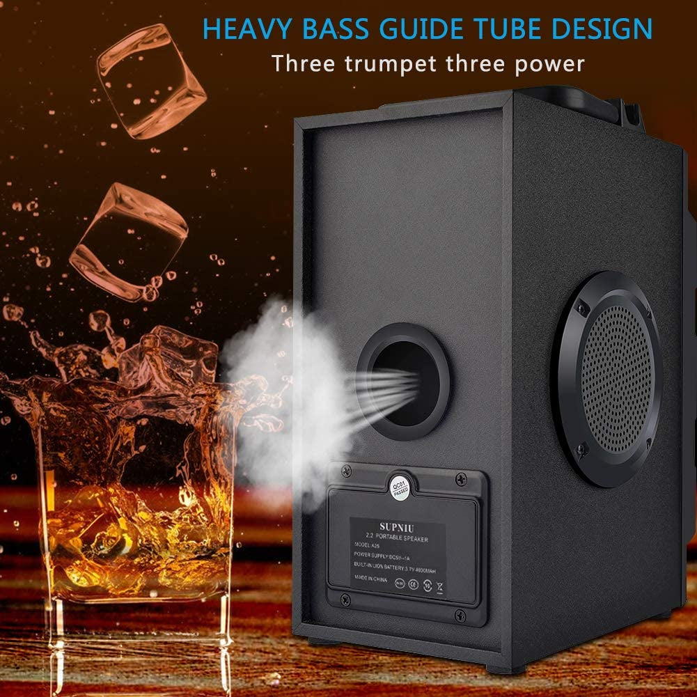  Portable Boombox with 40W (60W Peak) Stereo Dual Woofers and Dual Tweeters. Wireless Home Party Speaker with 2400 Minutes Playtime, Suitable for Party, Camping, and Gym.