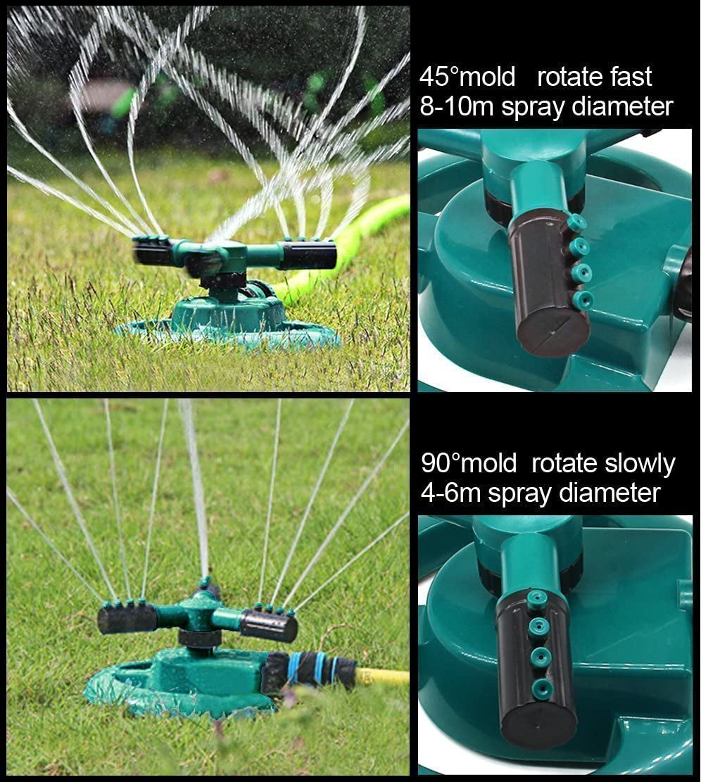 Automatic Lawn Water Sprinkler: 360-Degree 3-Arm Rotating Sprinkler System for Gardens