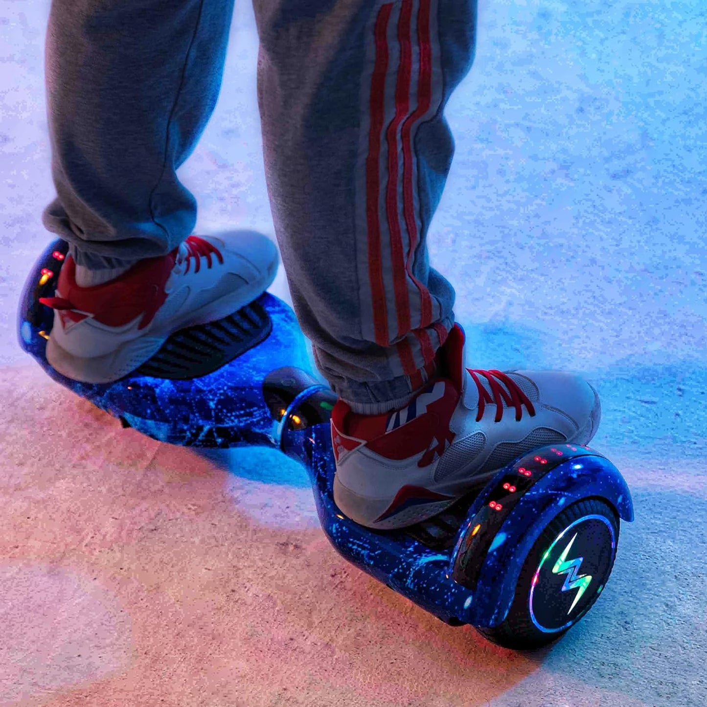 UL2272 Certified Hoverboard with Music Speaker, 6.5" Shining Wheels, Vibrant Lights, and Complimentary Hover Board Bag - Range up to 10 kms - Galaxy Blue