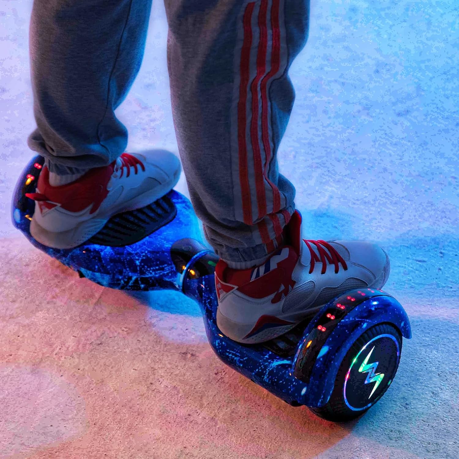 UL2272 Certified Hoverboard with Music Speaker, 6.5" Shining Wheels, Vibrant Lights, and Complimentary Hover Board Bag - Range up to 10 kms - Galaxy Blue