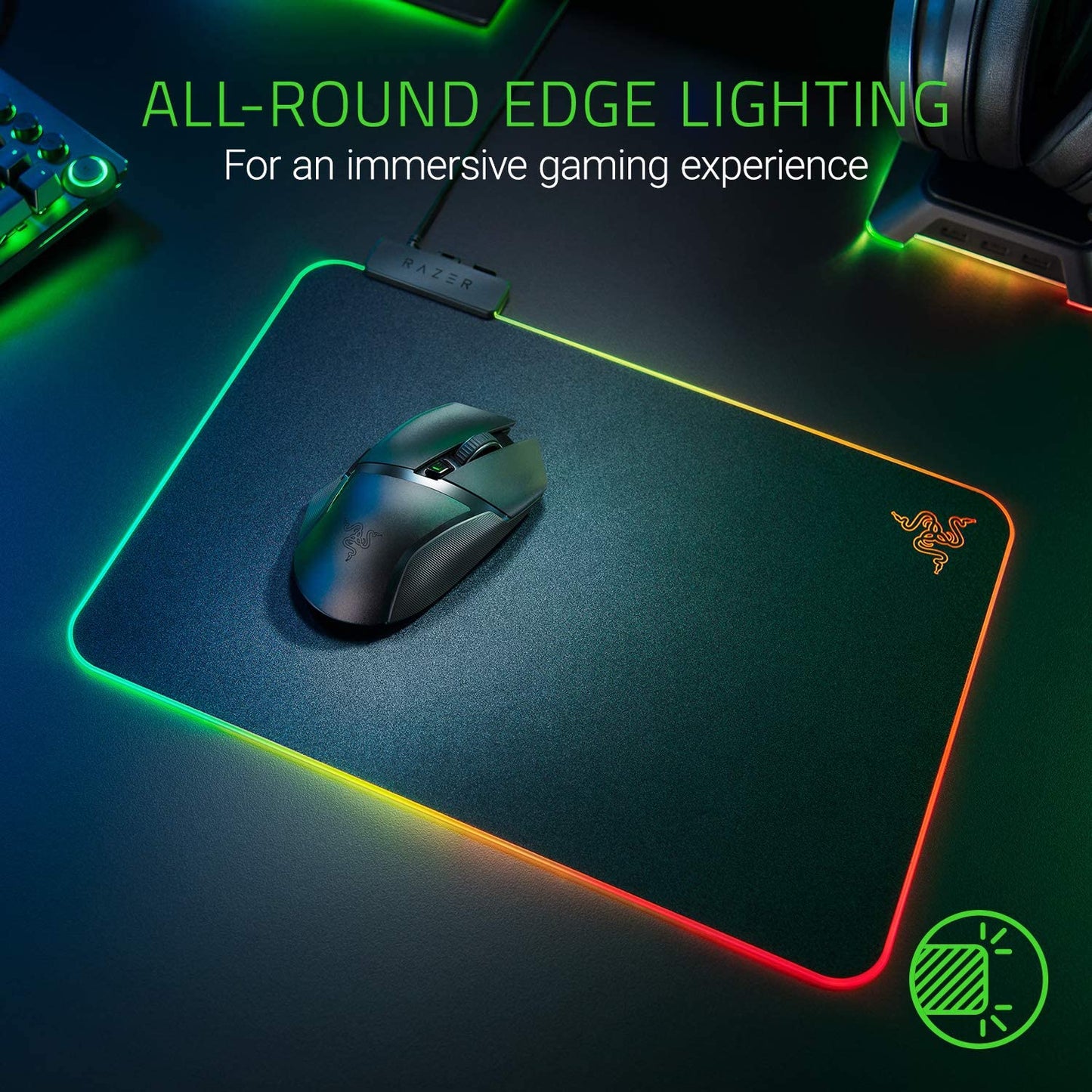 V2 RGB Gaming Mousepad: Personalizable Chroma Illumination - Integrated Cable Organization - Optimal Control & Speed - Non-Slip Rubberized Base