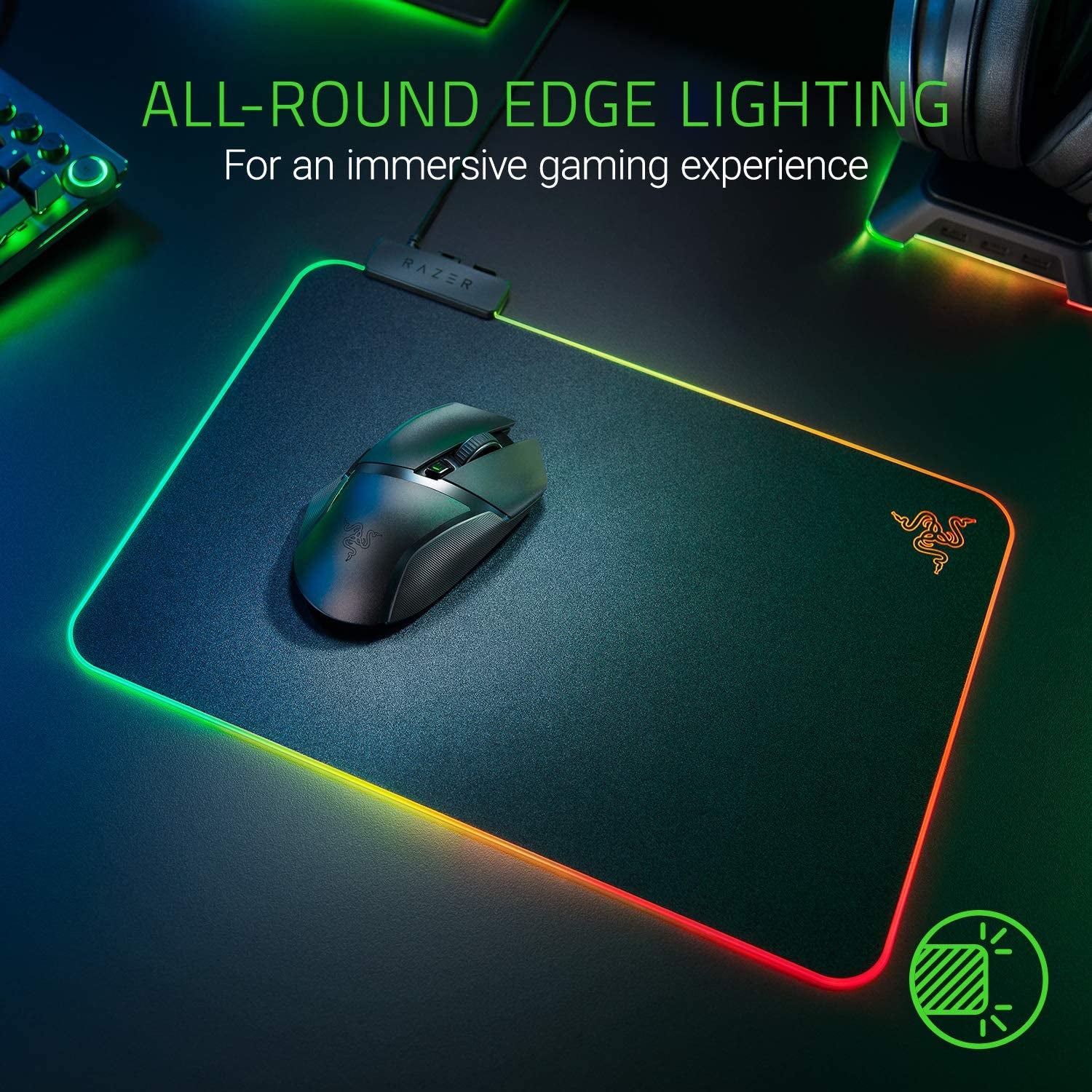 V2 RGB Gaming Mousepad: Personalizable Chroma Illumination - Integrated Cable Organization - Optimal Control & Speed - Non-Slip Rubberized Base