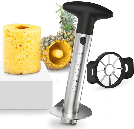Pineapple Corer Cutter, Stainless Steel Fruit Pineapple Peeler Slicer [Upgraded, Reinforced, Thicker Blade], Pineapple Core Remover with Measure Mark, Kitchen Tool for Diced Pineapple Rings