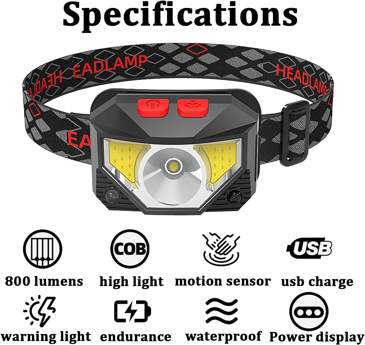 Rechargeable Headlamp, 2-Pack Waterproof Headlamps with Battery Indicator, 6 Lighting Modes for Outdoor Activities
