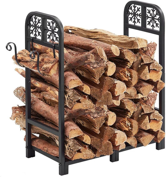 Versatile Indoor and Outdoor 2ft Firewood Rack - Heavy-Duty Firewood Storage Holder for Fireplace, Suitable for Both Metal and Wood, Capable of Supporting up to 200 lbs