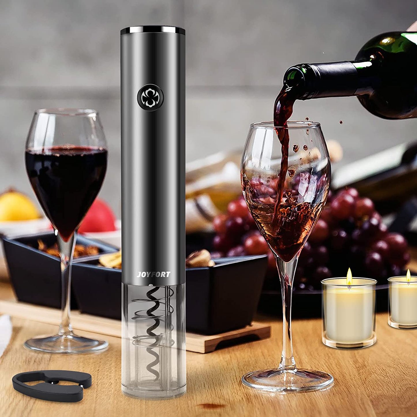 Electric Wine Opener Set: Includes Wine Bottle Opener with Charging Base, Automatic Corkscrew, Aerator, Pourer, and Foil Cutter - Perfect Gift for Wine Lovers