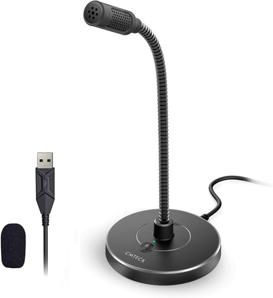 USB Computer Microphone - Noise-Cancelling Recording Desktop Mic for PC/Laptop - Ideal for Online Chatting, Home Studio, Podcasting, Gaming, Skype, YouTube - Mute Function Compatible with Windows/Mac