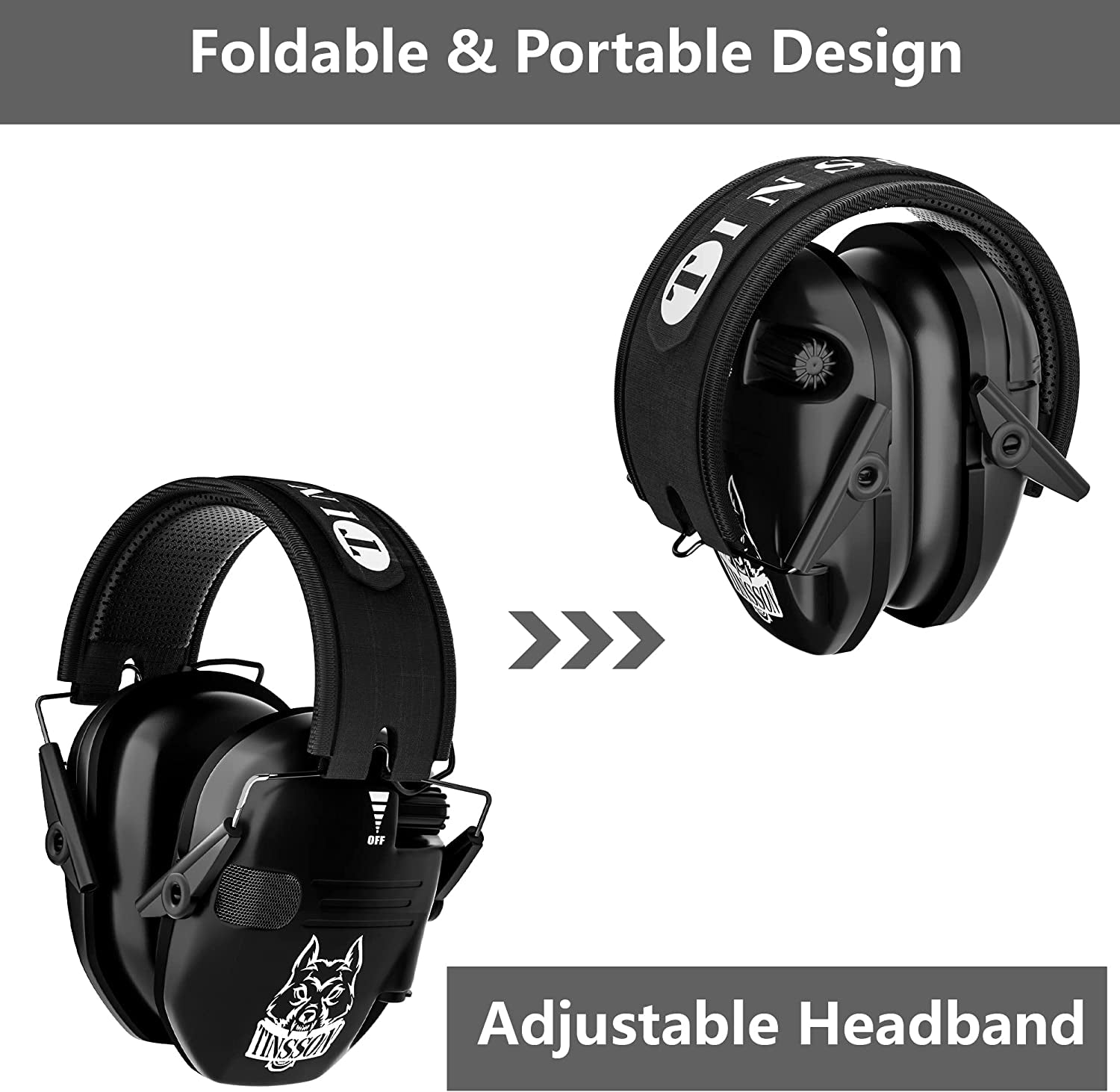 Noise Cancelling Headphones 23dB Shooting Ear Protection Electronic Ear Protection for Shooting/Hunting Noise Reduction Earmuffs with 3.5mm Audio Jack for BLACK