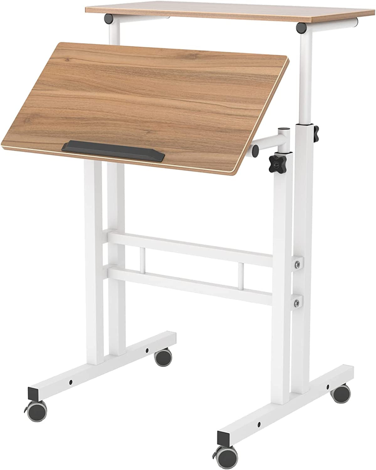 Adjustable Mobile Standing Desk - 24-inch Laptop Computer Desk with Rollers, Ideal for Home Office, Student Desk, School Desk - Perfect for Small Spaces, Suitable for Both Standing and Sitting