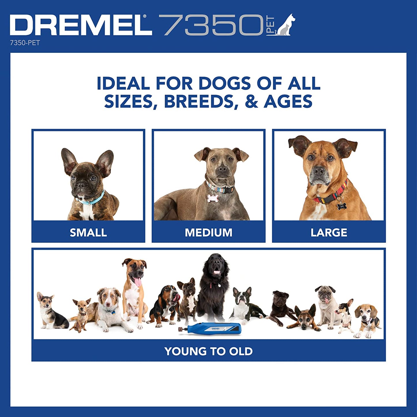 Pet Grooming Kit: Dremel 7350-PET 4V Nail Grinder for Dogs and Cats - Easy-to-Use and Safe Nail Trimmer for Pets of All Sizes