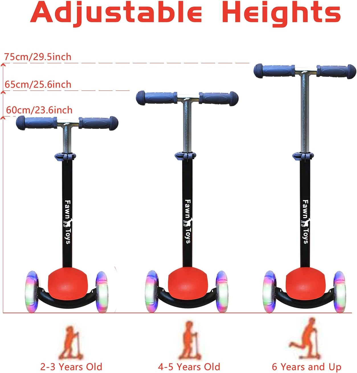 3-Wheel Junior Kick Scooter with Flashing Wheels, Lean to Turn, Suitable for Indoor and Outdoor Use, Ages 2-8 Years
