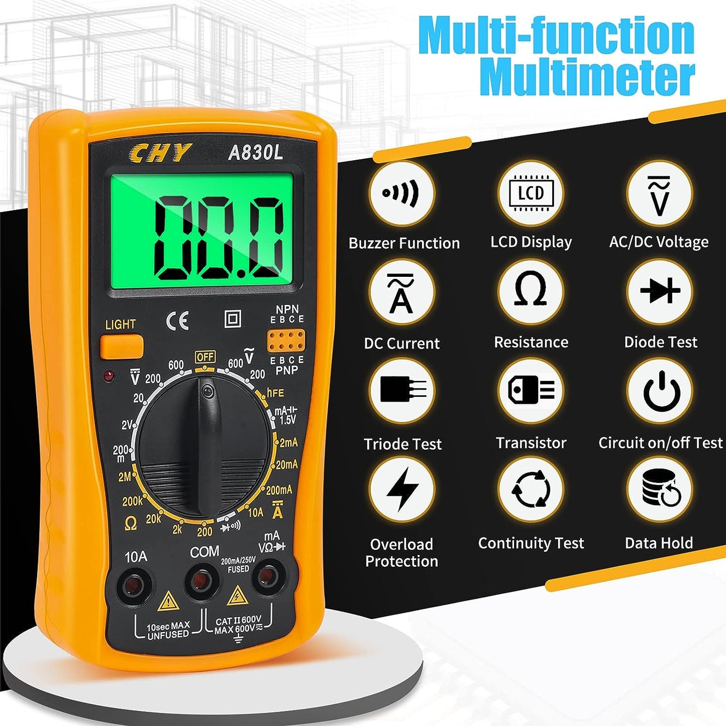Digital Multimeter Soldering Iron Kit: 80W LCD Welding Tool with ON/Off Switch and Adjustable Temperature Knob (200-450℃) for Electronics Repair