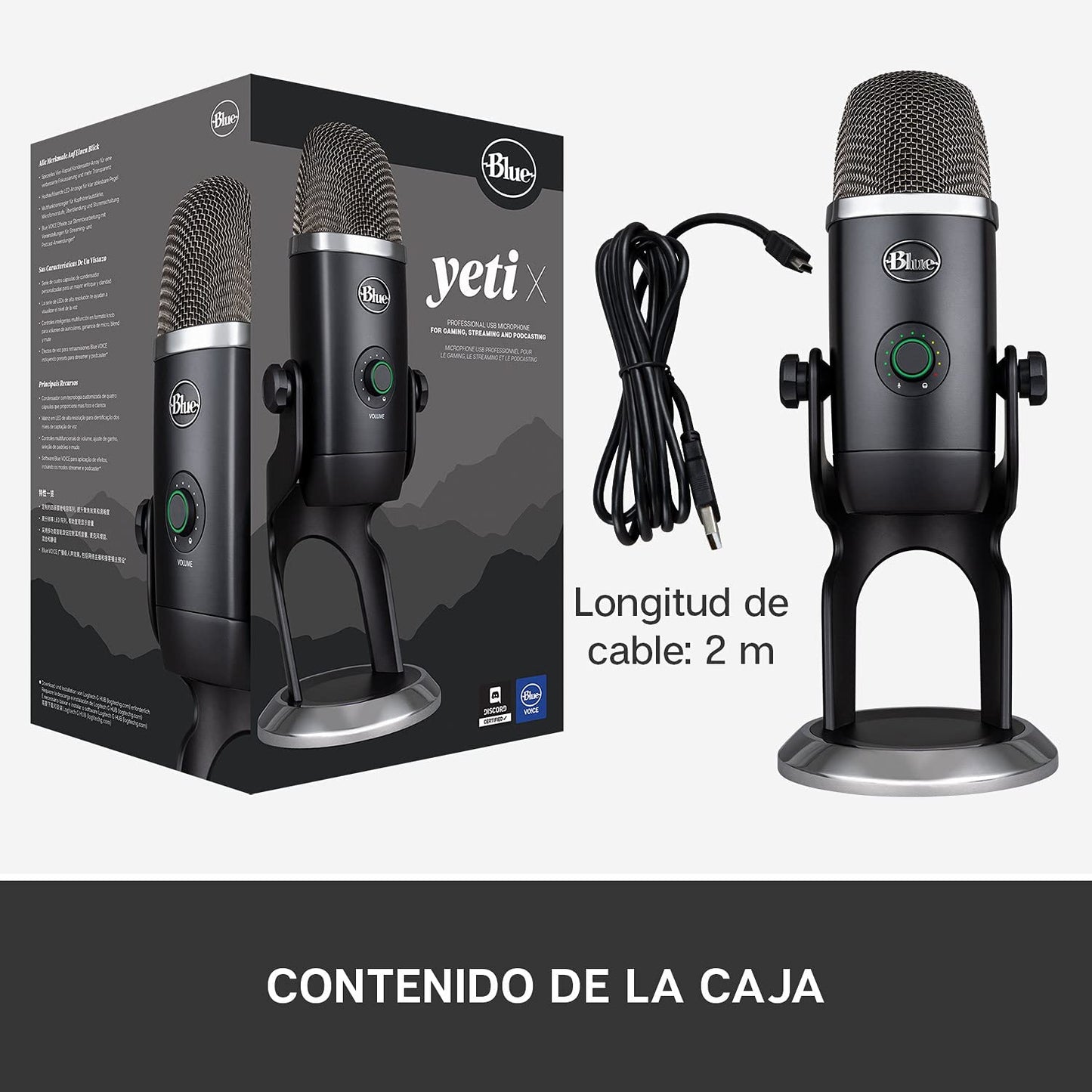 USB Condenser Microphone for Professional PC and Mac Use, Ideal for Gaming, Recording, Streaming, and Podcasting, High-Resolution Metering, LED Lighting, Blue VO!CE Effects - Black