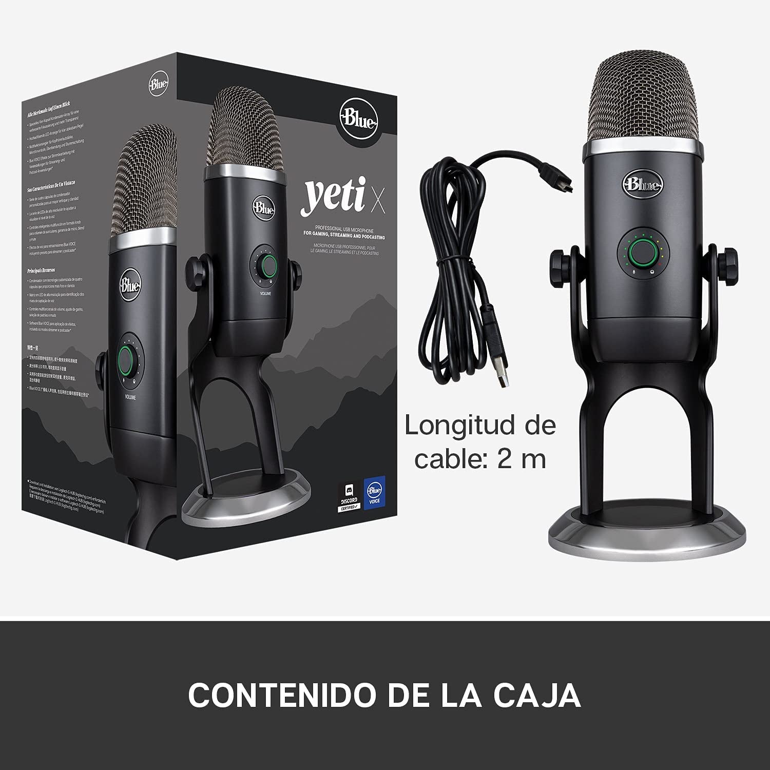 USB Condenser Microphone for Professional PC and Mac Use, Ideal for Gaming, Recording, Streaming, and Podcasting, High-Resolution Metering, LED Lighting, Blue VO!CE Effects - Black