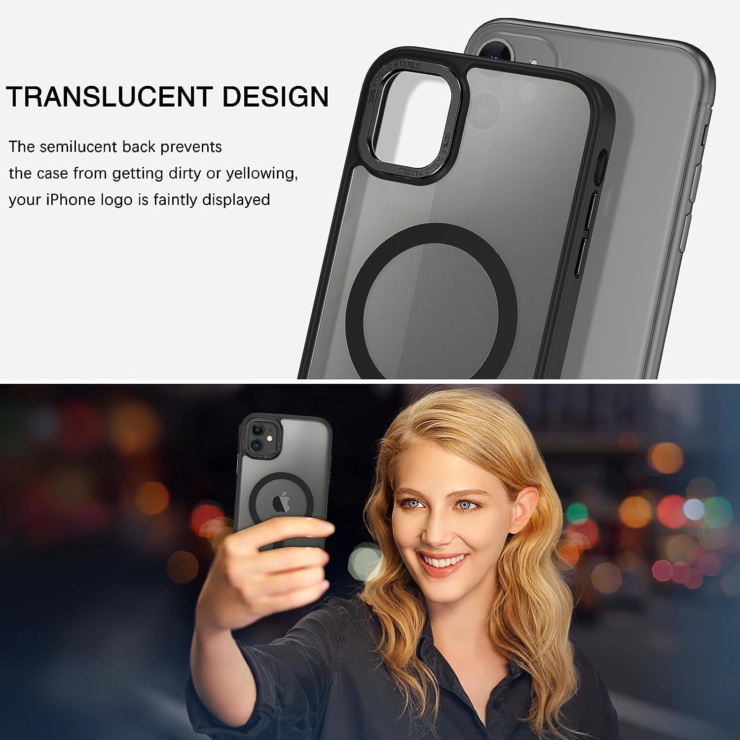 iPhone 11 Case - Slim, matte, and shockproof with MagSafe compatibility. Black.