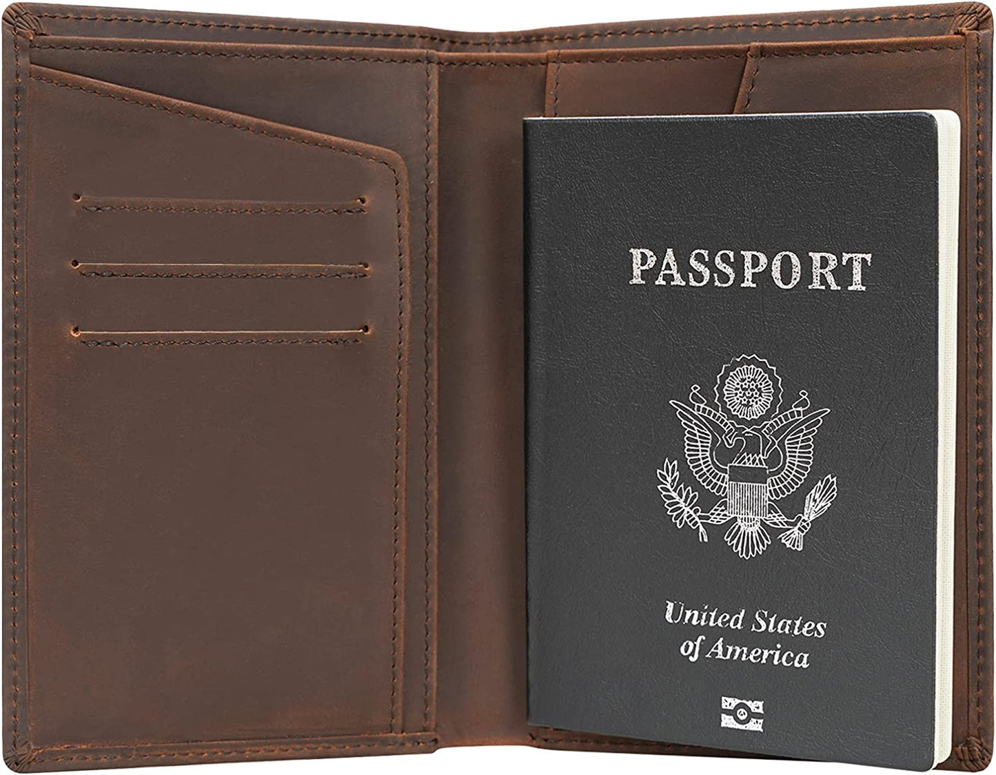 Men's Premium Leather RFID Blocking Passport Holder and Travel Bifold Wallet