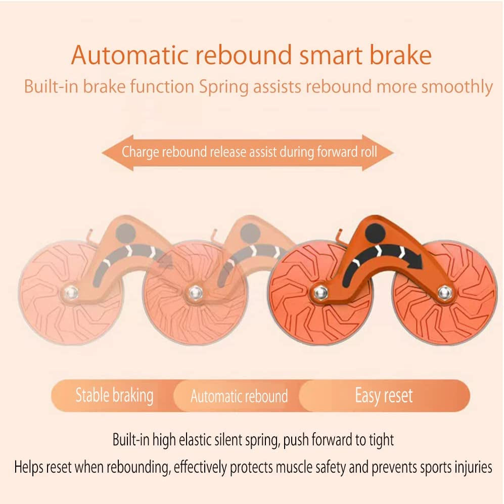 Ab Roller Wheel with Elbow Support - Automatic Rebound Abdominal Exercise Wheel for Abs Workout. Ideal Home Gym Fitness Equipment with Time Tracker and Mat for Core Strength Training.