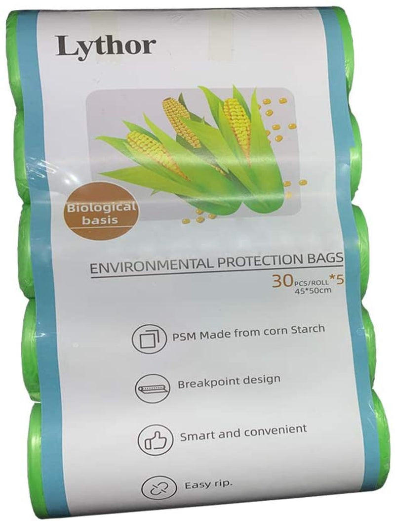 Compostable Trash Bags: 2.6 Gallon Small Disposable Compost Bags, 150 Count, Made from PSM Starch-Based Material, Suitable for Kitchen, Bathroom, Bedroom, Office Trash Cans - Green Color